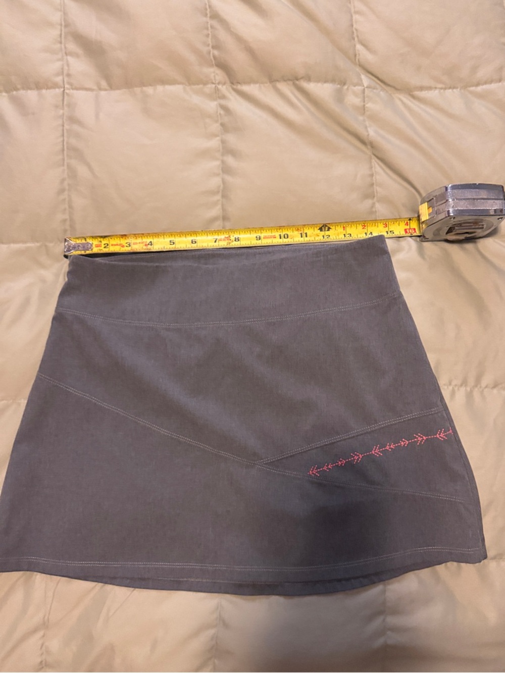 Alp N Rock Gray Mini Skirt with Pink Embroidery Accent